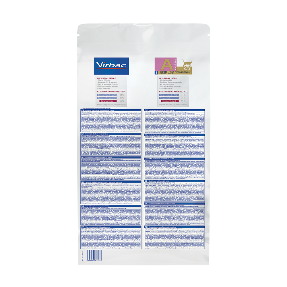 Virbac CAT Allergy A1 Insect Trockenfutter Rückseite
