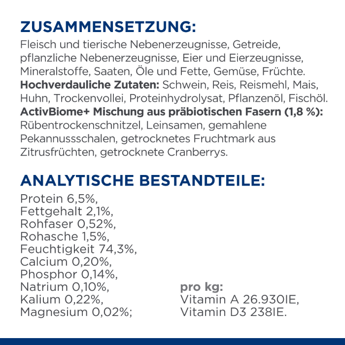 Hill’s Prescription Diet i/d Low Fat Hund zusammensetzung analytische bestandteile