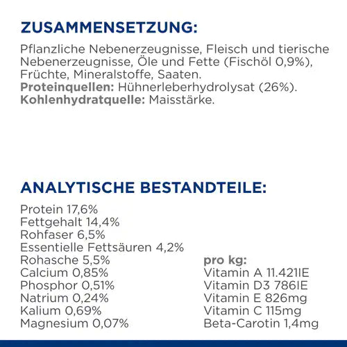 Hill’s Prescription Diet z/d Hund Zusammenfassung Analytische Bestandteile