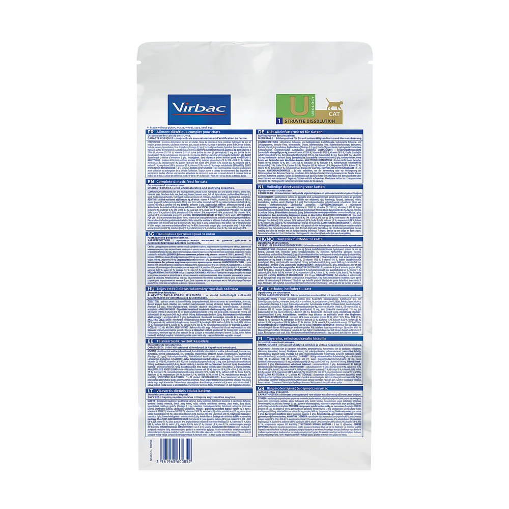 Virbac Cat Struvite Dissolution Trockenfutter Rückseite