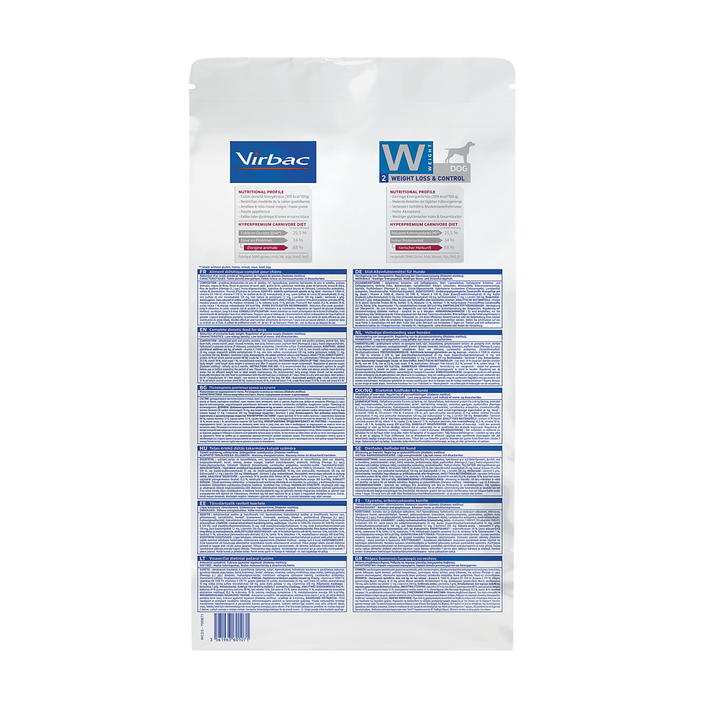 Virbac Dog weight Loss & Control Trockenfutter Rückseite