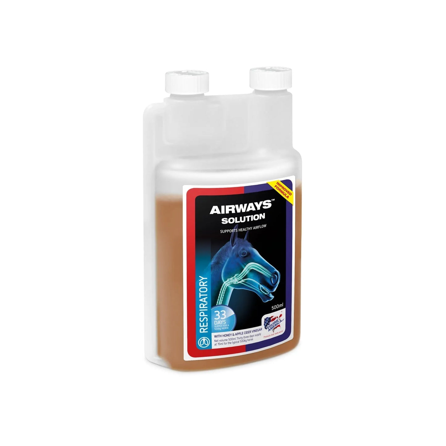 Airways Solution - Pferd - Equine America - Marigin AG Onlineshop für Tierbedarf Airways Solution - Pferd - 500 ml Ergänzungsfuttermittel