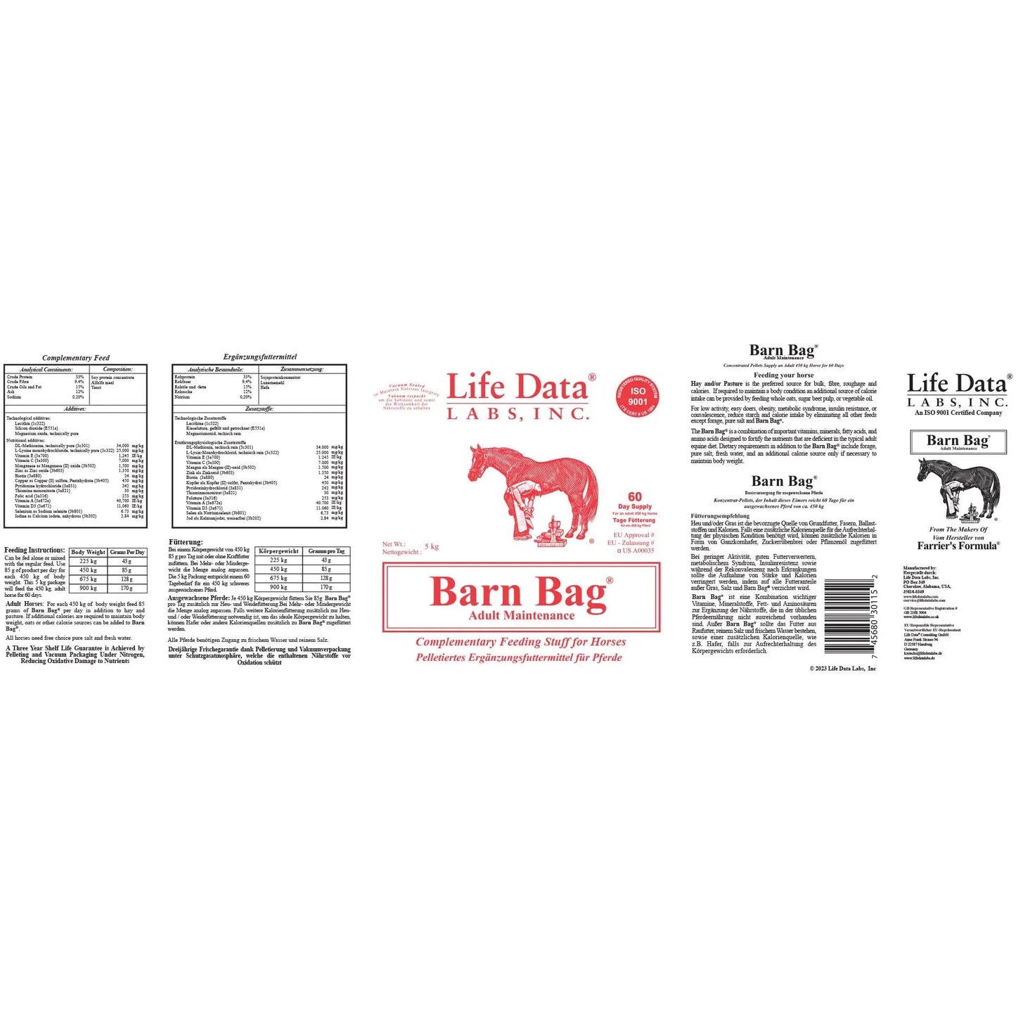 Barn Bag Pferd - Pellets - Life Data - Marigin AG Onlineshop für Tierbedarf Barn Bag Pferd - Pellets - 5kg Ergänzungsfuttermittel
