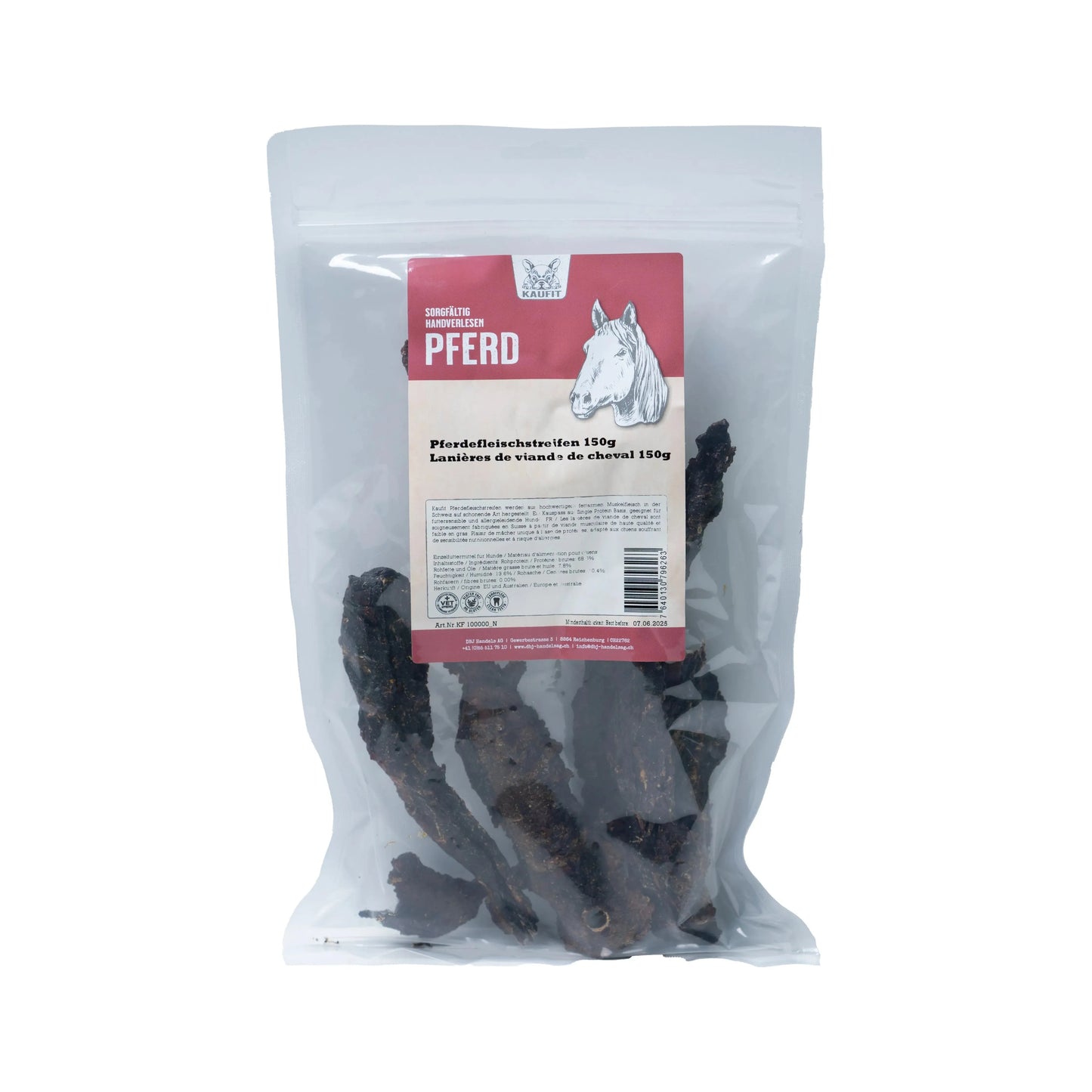 Cavallinos Pferdefleischstreifen - Hund - Kaufit - Marigin AG Onlineshop für Tierbedarf Cavallinos Pferdefleischstreifen - Hund - 1 x 150g Kauartikel