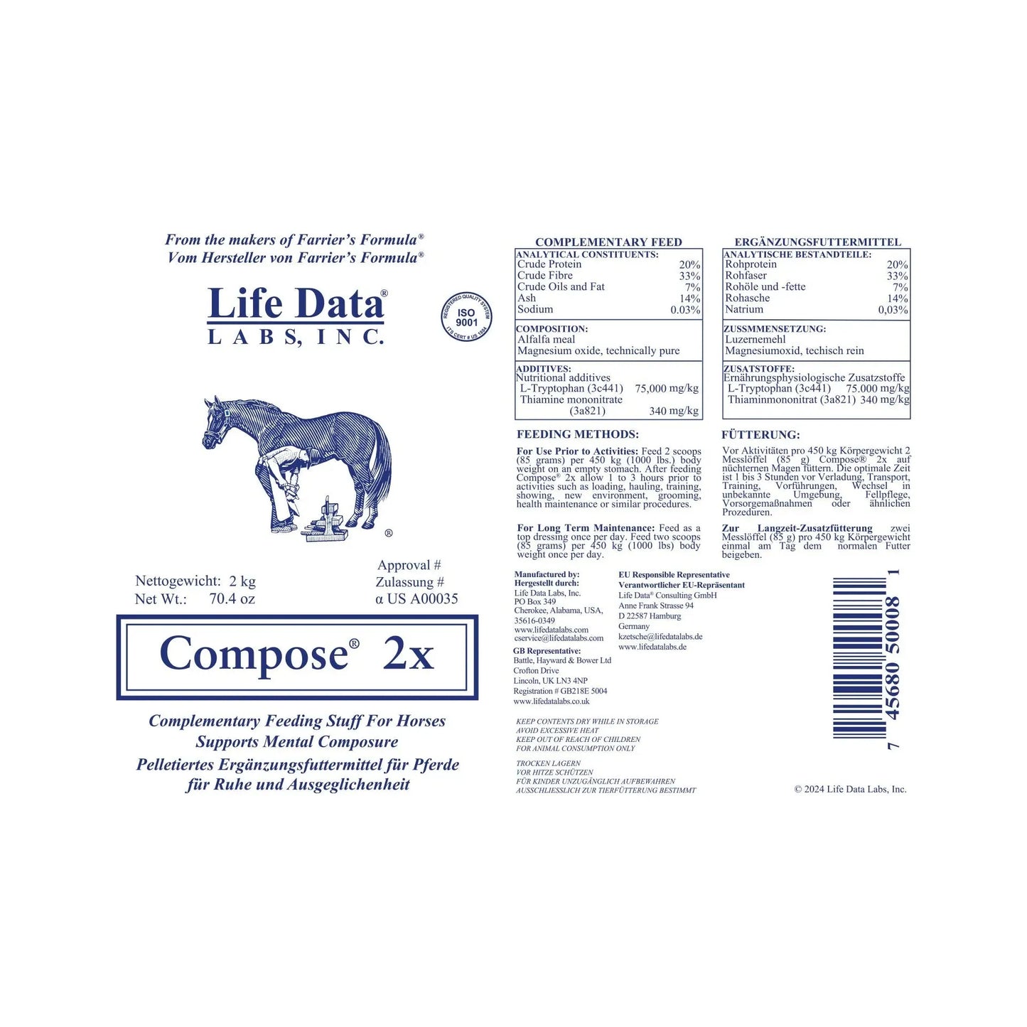 Compose 2x Pferd - Pellets - Life Data - Marigin AG Onlineshop für Tierbedarf Compose 2x Pferd - Pellets - 500g Ergänzungsfuttermittel