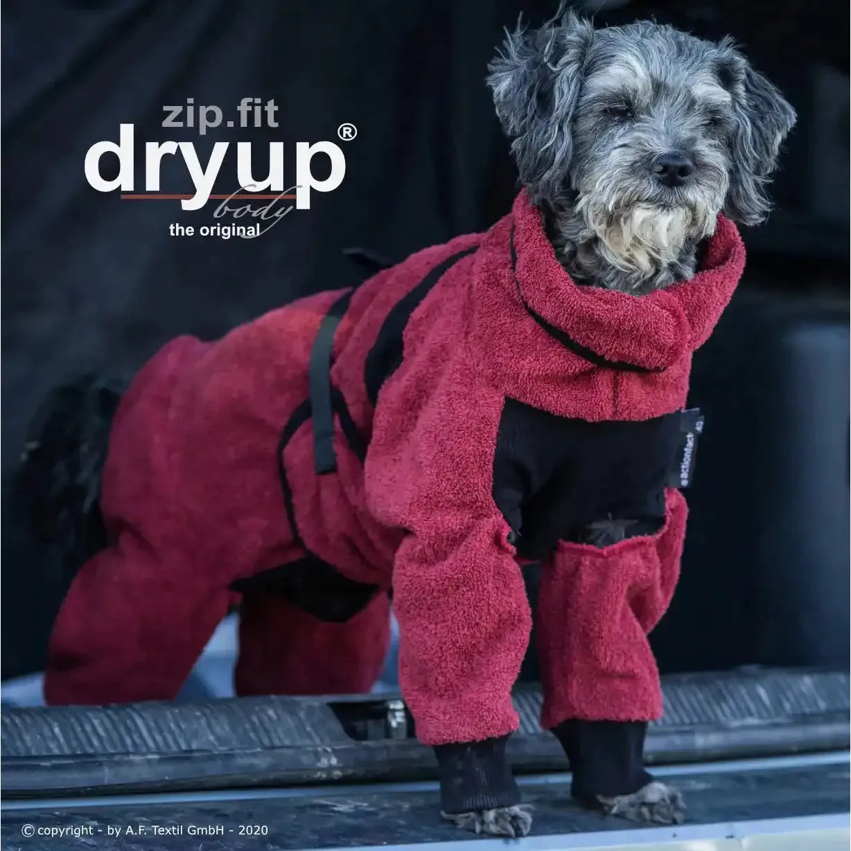 Dryup Body zip.fit MINI & STANDARD - Action Factory - Marigin AG Onlineshop für Tierbedarf Dryup Body zip.fit MINI & STANDARD - Mini / 30cm / Bordeaux Mantel