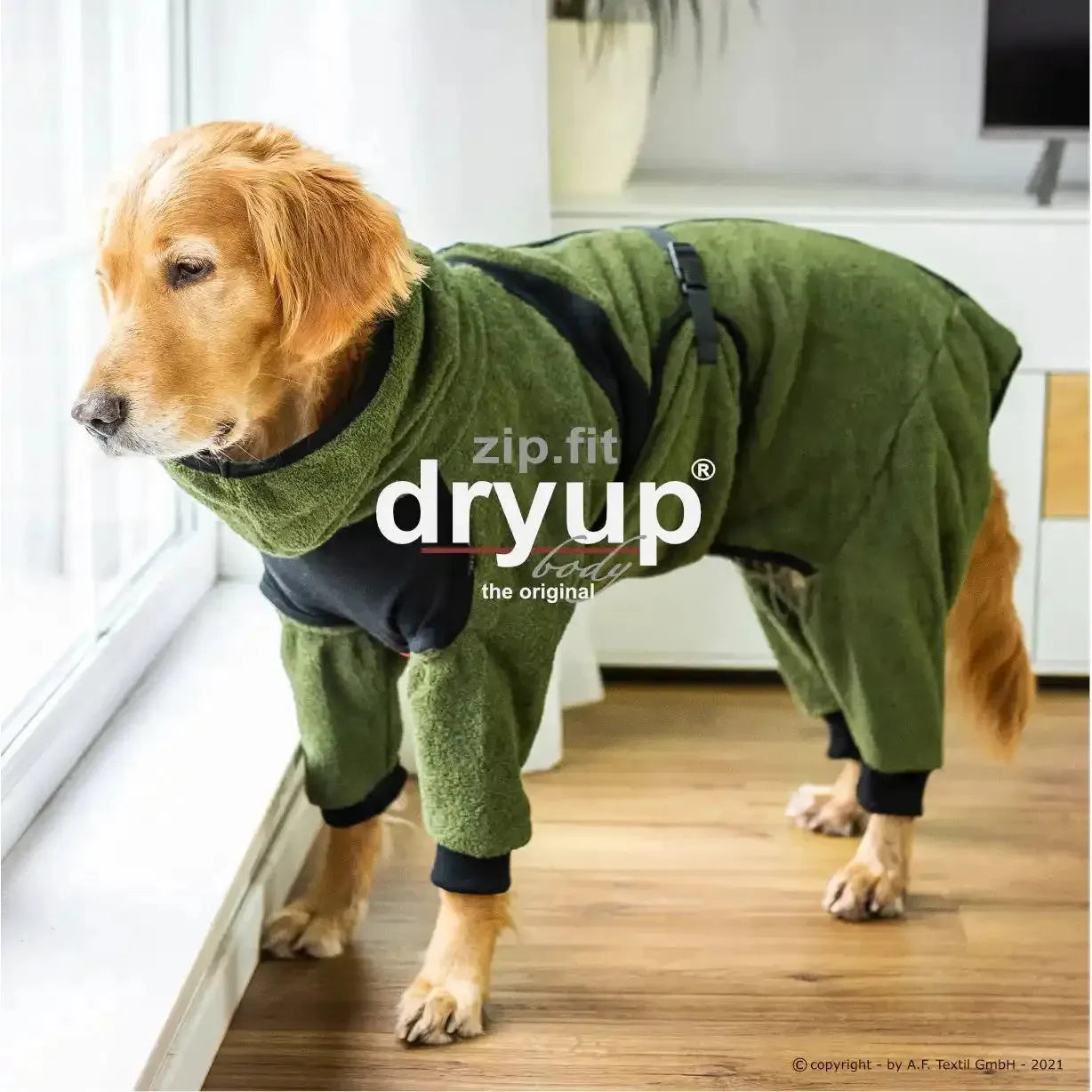 Dryup Body zip.fit MINI & STANDARD - Action Factory - Marigin AG Onlineshop für Tierbedarf Dryup Body zip.fit MINI & STANDARD - Standard (XS-XL) / XS / 48 cm / Moos Mantel