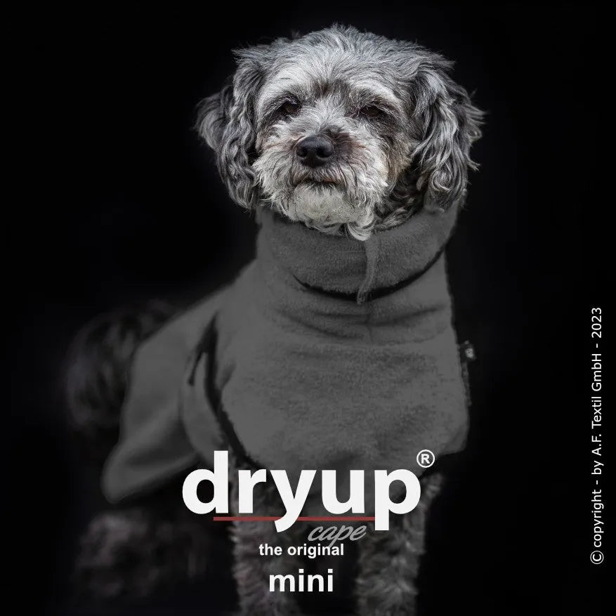 Dryup Cape MINI - Hundebademantel - Action Factory - Marigin AG Onlineshop für Tierbedarf Dryup Cape MINI - Hundebademantel - 30cm / Anthrazit Mantel