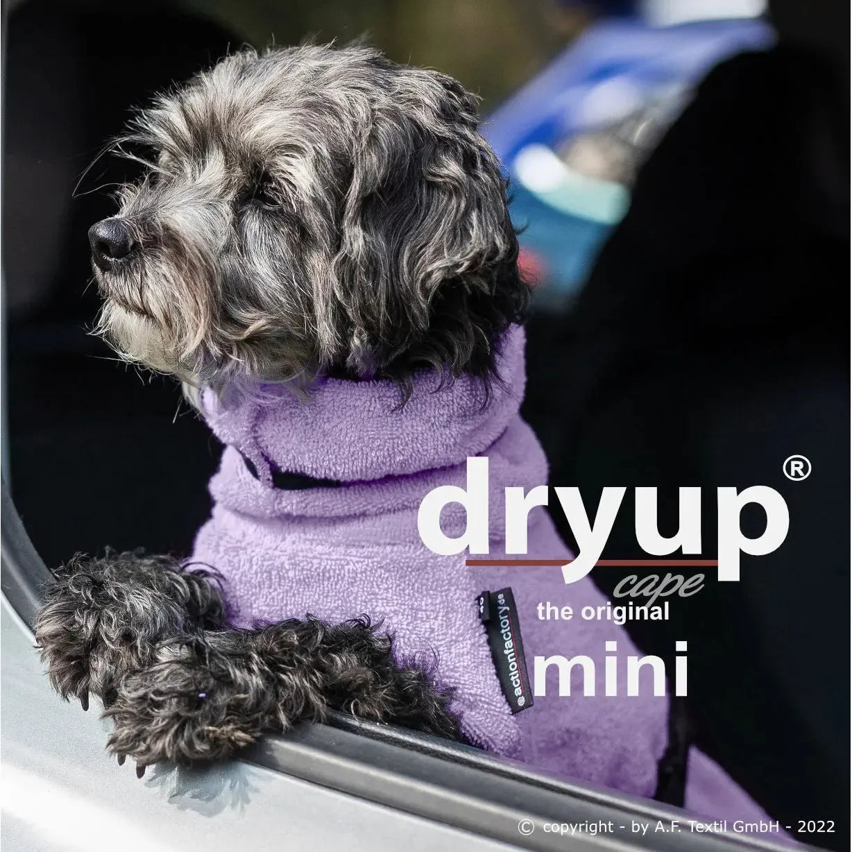 Dryup Cape MINI - Hundebademantel - Action Factory - Marigin AG Onlineshop für Tierbedarf Dryup Cape MINI - Hundebademantel - 30cm / Lavendel Mantel