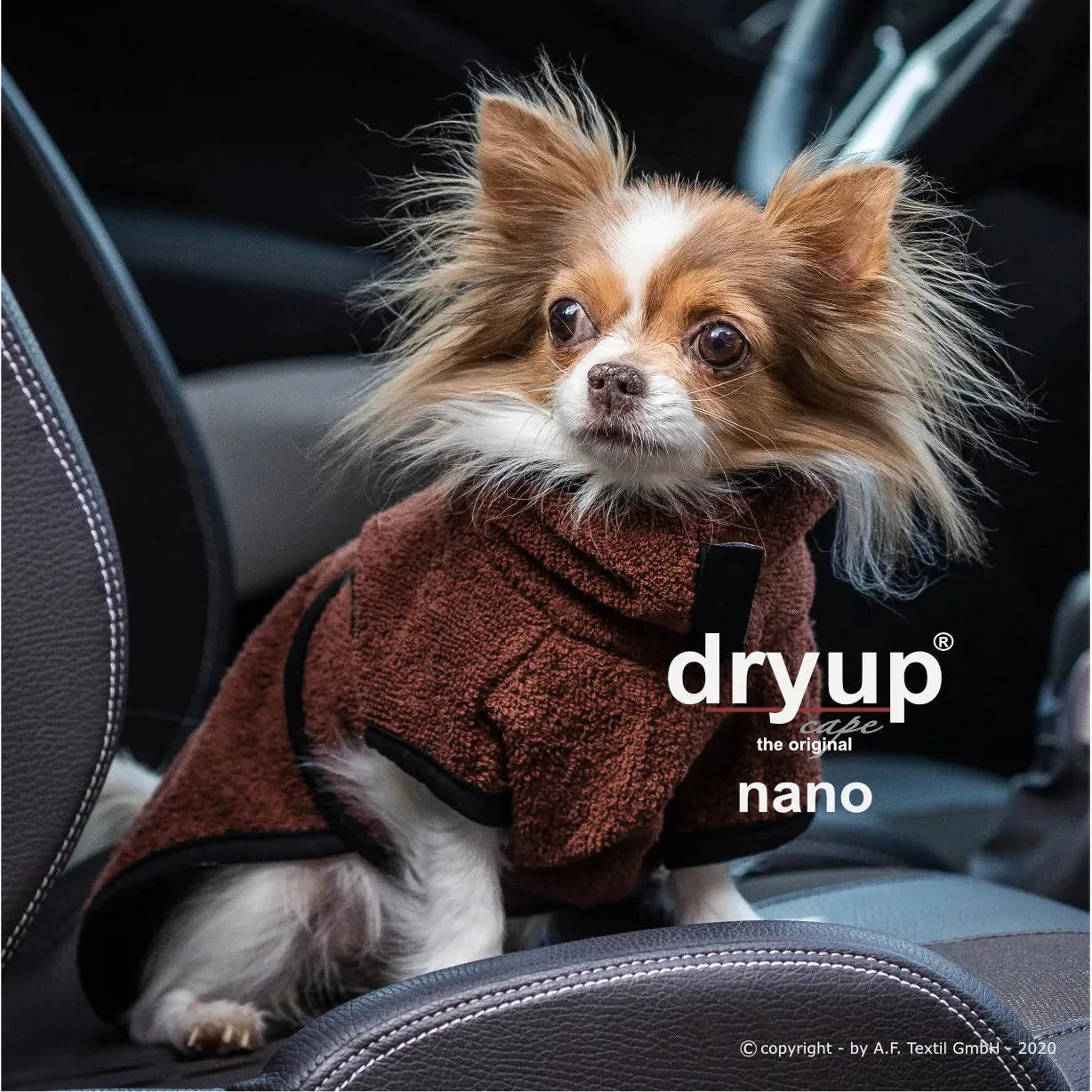 Dryup Cape NANO - Hundebademantel - Action Factory - Marigin AG Onlineshop für Tierbedarf Dryup Cape NANO - Hundebademantel - 15 cm / Braun Mantel