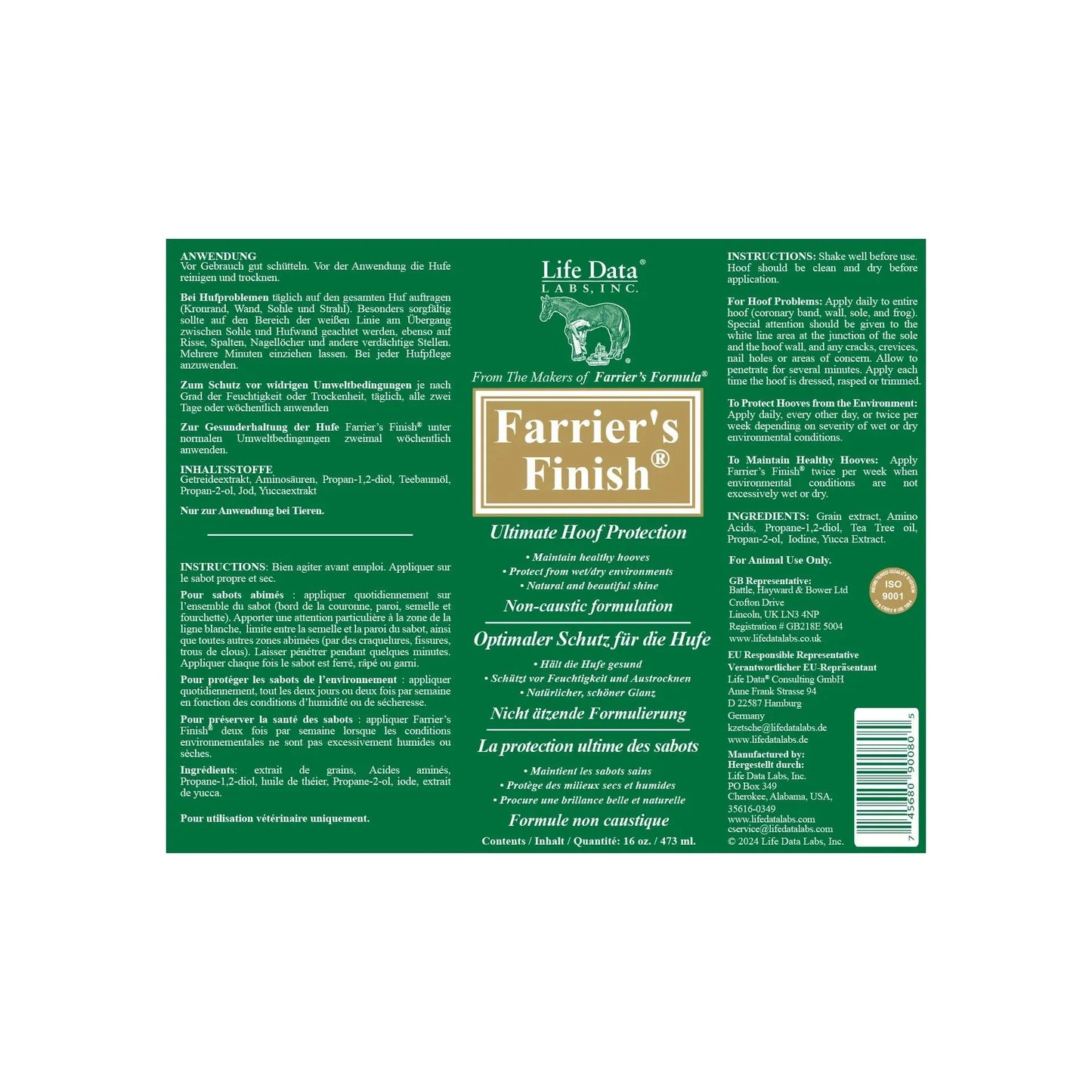 Farrier's Finish Hoof Protection - Pferd - Life Data - Marigin AG Onlineshop für Tierbedarf Farrier's Finish Hoof Protection - Pferd - 473ml Pflegeprodukte