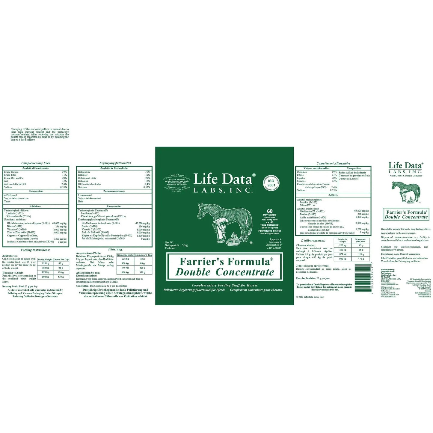 Farrier’s Formula Double Concentrate - Pferd - Life Data - Marigin AG Onlineshop für Tierbedarf Farrier’s Formula Double Concentrate - Pferd - 1 x 5 kg Ergänzungsfuttermittel