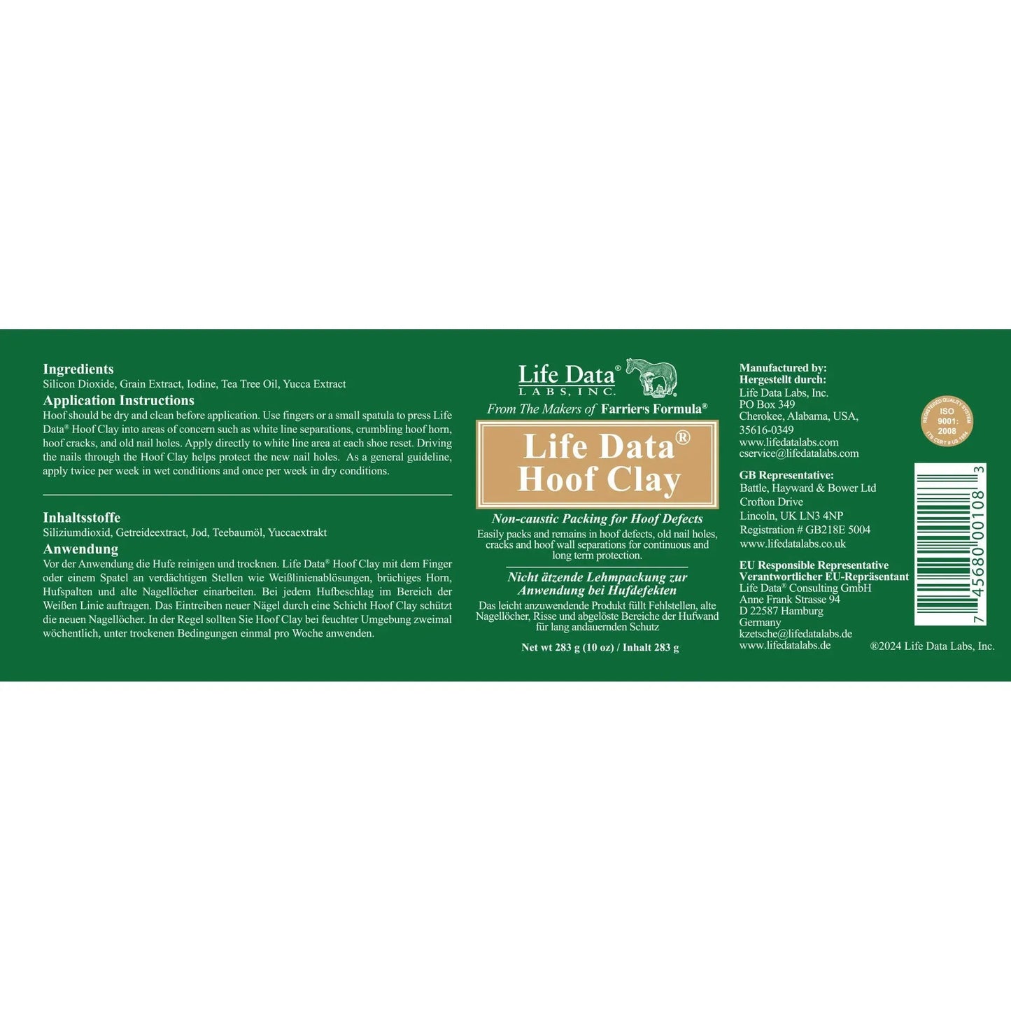 Hoof Clay Pferd - Paste - Life Data - Marigin AG Onlineshop für Tierbedarf Hoof Clay Pferd - Paste - 283g Pflegeprodukte