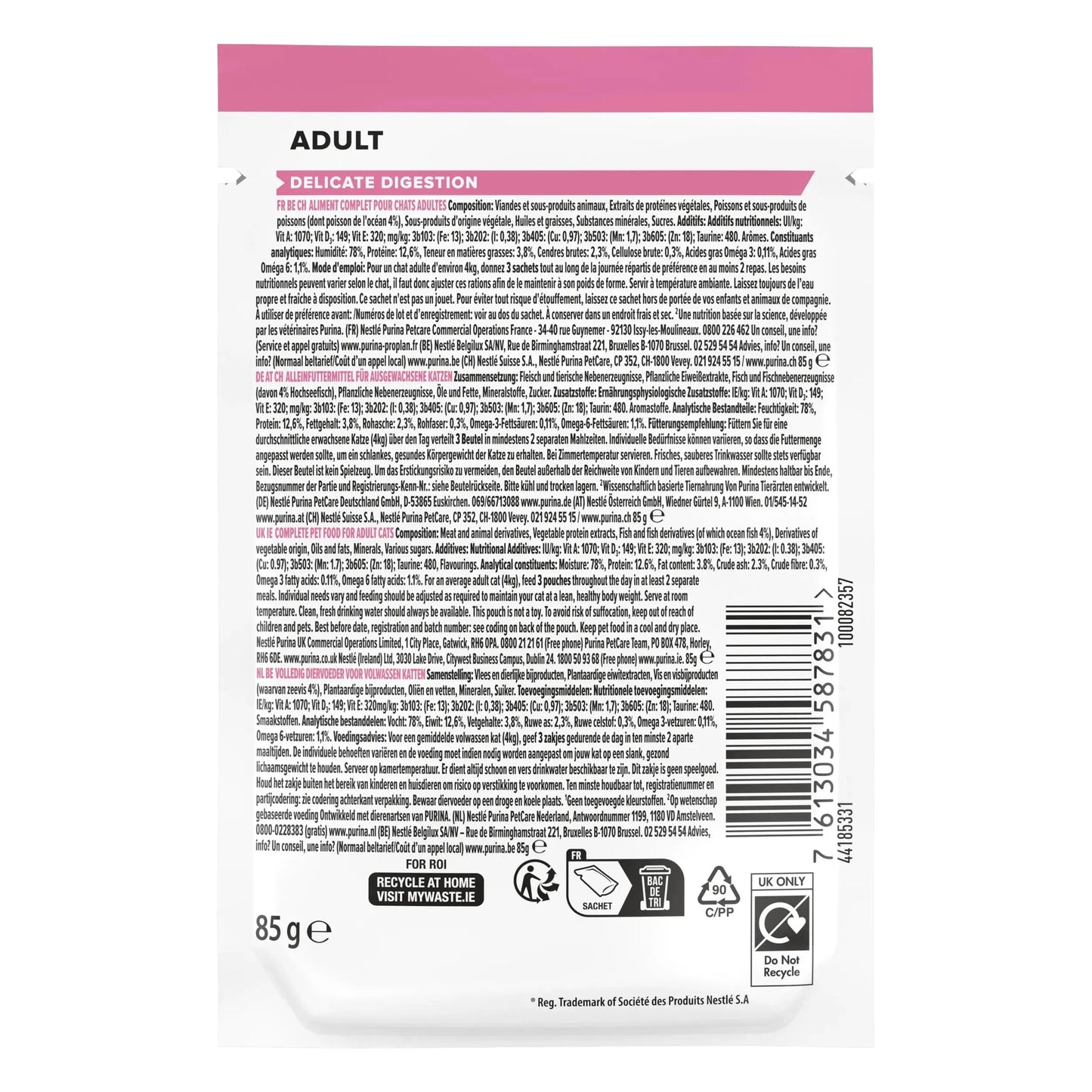 Purina Delicate Adult Digestion Cat/Katze - Beutel - Purina ProPlan - Marigin AG Onlineshop für Tierbedarf Purina Delicate Adult Digestion Cat/Katze - Beutel - 10 x 85g Meeresfisch Futter