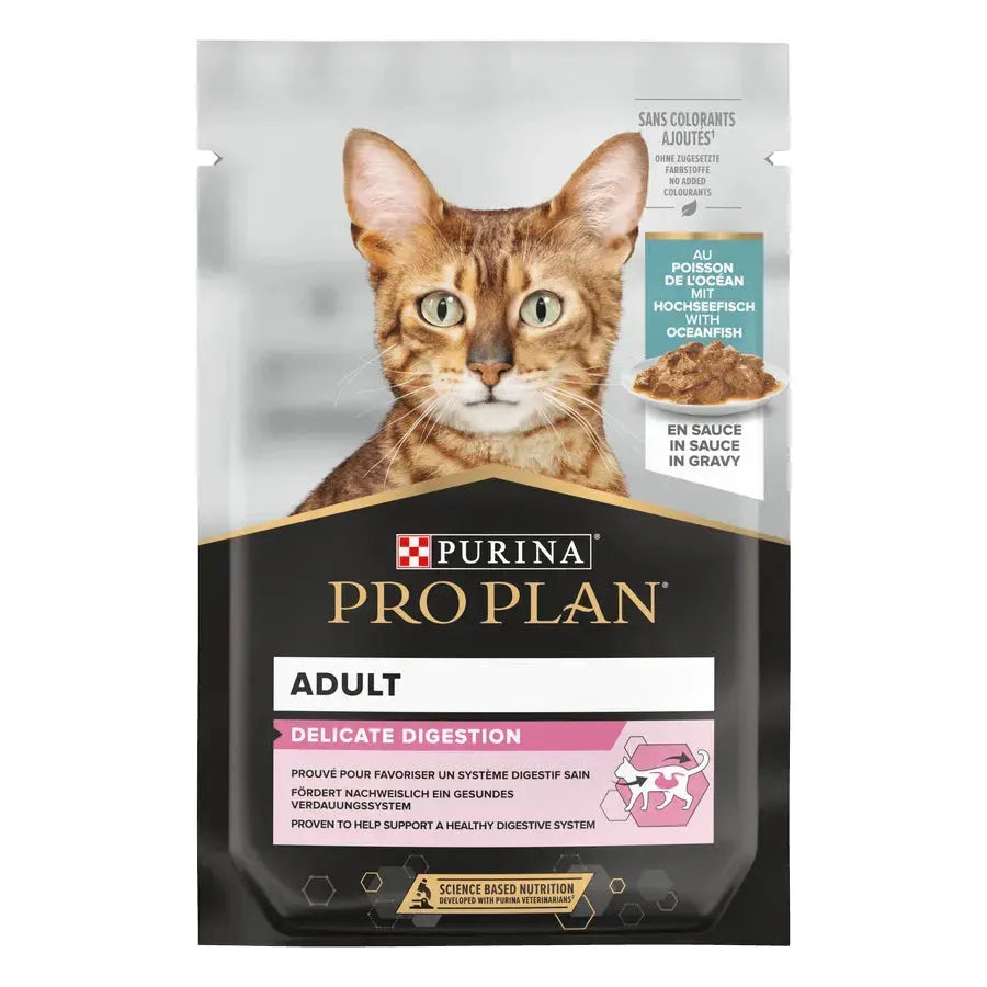 Purina Delicate Adult Digestion Cat/Katze - Beutel - Purina ProPlan - Marigin AG Onlineshop für Tierbedarf Purina Delicate Adult Digestion Cat/Katze - Beutel - 10 x 85g Meeresfisch Futter