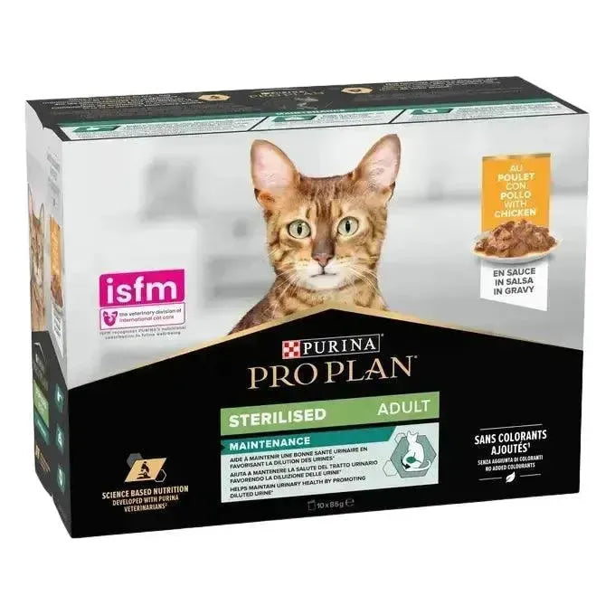Purina Sterilised Maintenance Adult Katze - Beutel/Huhn - Purina ProPlan - Marigin AG Onlineshop für Tierbedarf Purina Sterilised Maintenance Adult Katze - Beutel/Huhn - Rind / 1 x 10 x 85g Futter