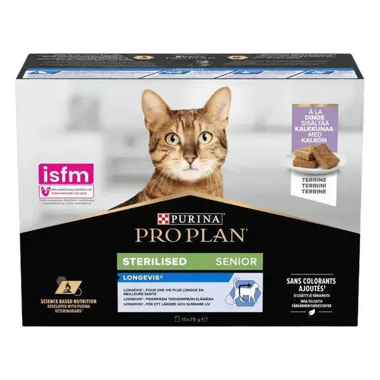 Purina Sterilised Senior 7+ Longevis Katze - Beutel - Purina ProPlan - Marigin AG Onlineshop für Tierbedarf Purina Sterilised Senior 7+ Longevis Katze - Beutel - Truthahn / 1 x 10 x 75g Futter