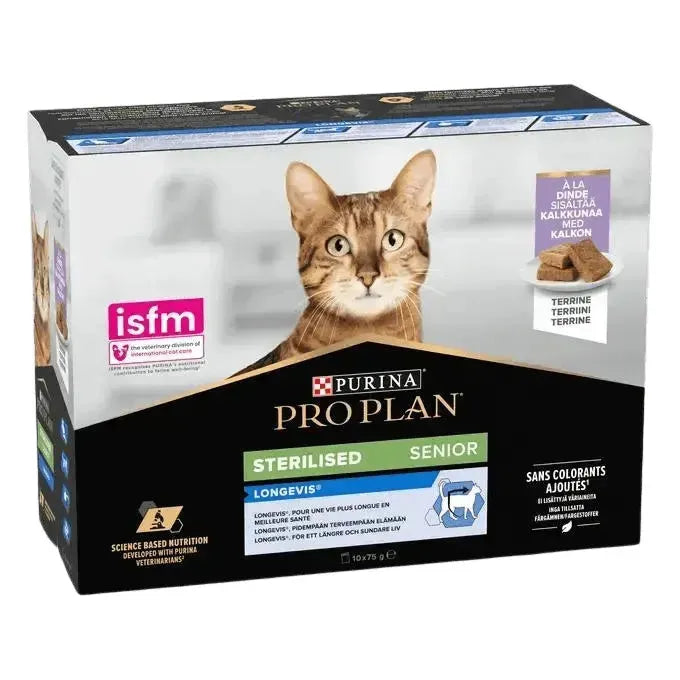 Purina Sterilised Senior 7+ Longevis Katze - Beutel - Purina ProPlan - Marigin AG Onlineshop für Tierbedarf Purina Sterilised Senior 7+ Longevis Katze - Beutel - Truthahn / 1 x 10 x 75g Futter