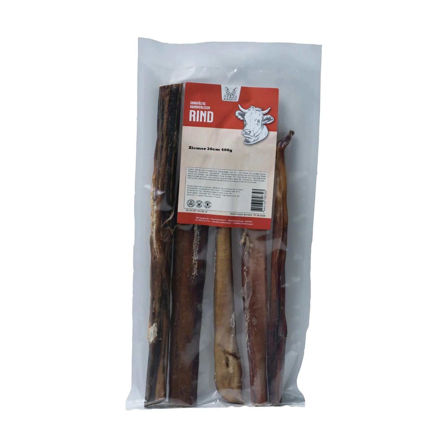 Rinder Ziemer - Hund - Kaufit - Marigin AG Onlineshop für Tierbedarf Rinder Ziemer - Hund - 400g / 15cm Kauartikel
