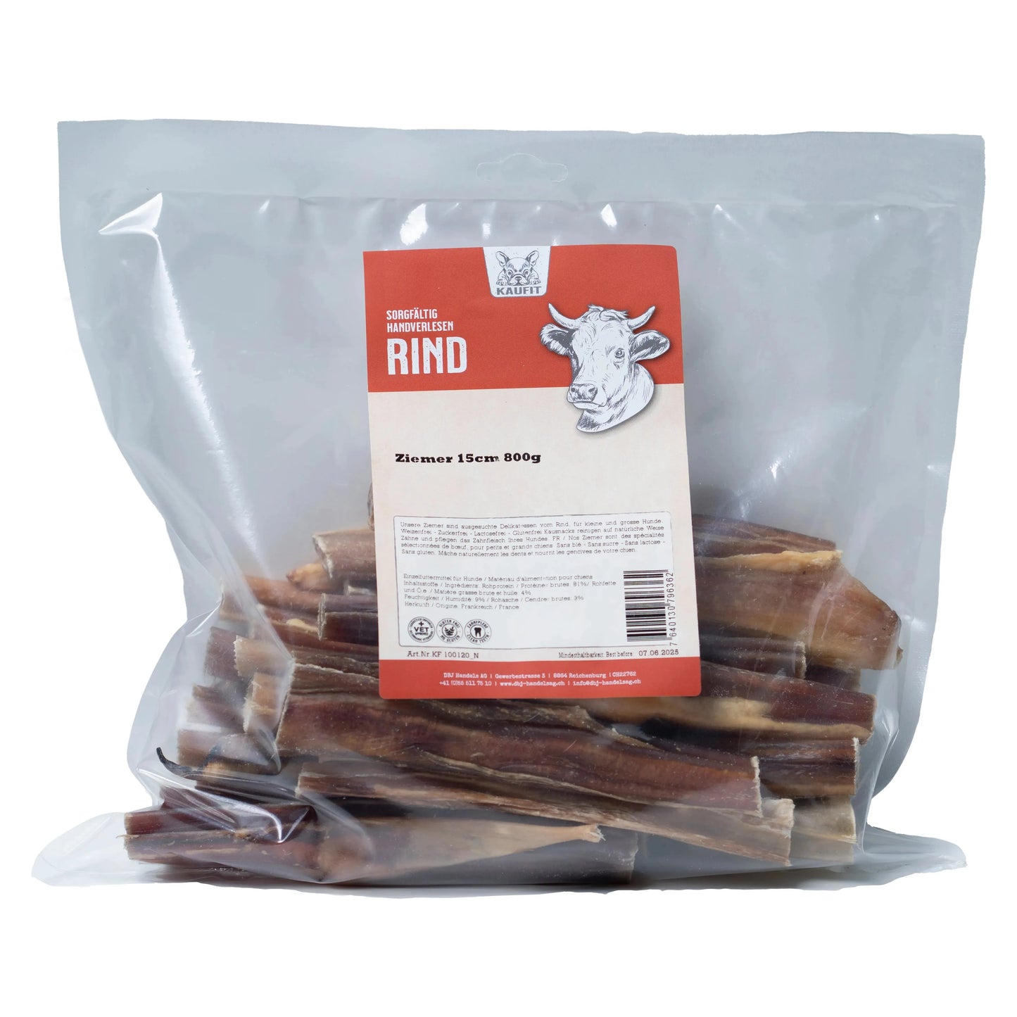 Rinder Ziemer - Hund - Kaufit - Marigin AG Onlineshop für Tierbedarf Rinder Ziemer - Hund - 400g / 15cm Kauartikel