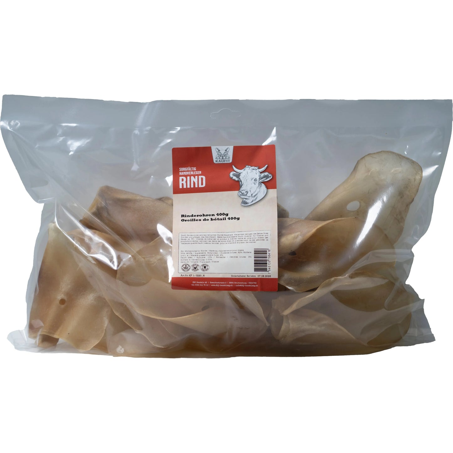 Rinderohren - Hund - Kaufit - Marigin AG Onlineshop für Tierbedarf Rinderohren - Hund - 400g Kauartikel
