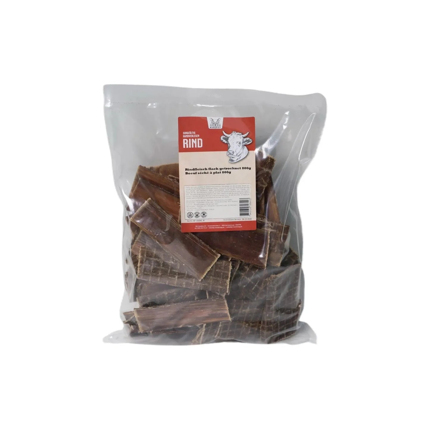 Rindfleisch flach getrocknet - Hund - Kaufit - Marigin AG Onlineshop für Tierbedarf Rindfleisch flach getrocknet - Hund - 200g Kauartikel