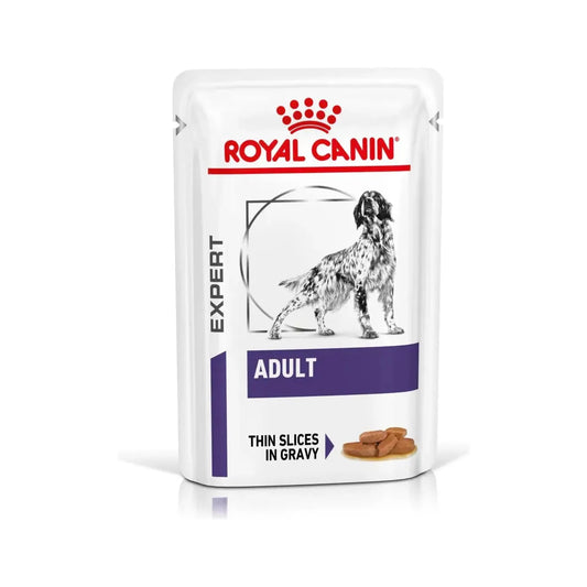Royal Canin Adult Thin Slices in Gravy Hund - Beutel - Royal Canin Veterinary Care Nutrition - Marigin AG Onlineshop für Tierbedarf Royal Canin Adult Thin Slices in Gravy Hund - Beutel - 1 x 12 x 100ml Futter
