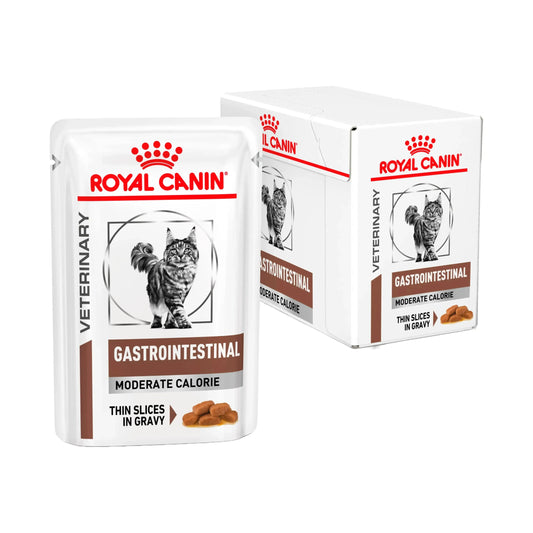 Royal Canin Gastrointestinal Moderate Calorie Katze - Beutel - Royal Canin Veterinary Diet - Marigin AG Onlineshop für Tierbedarf Royal Canin Gastrointestinal Moderate Calorie Katze - Beutel - Sosse/Gravy / 1 x 12 x 85g Futter