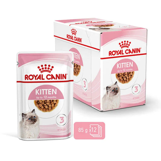 Royal Canin Kitten Katzenwelpen - Beutel - Royal Canin Veterinary Care Nutrition - Marigin AG Onlineshop für Tierbedarf Royal Canin Kitten Katzenwelpen - Beutel - Stückchen in Sauce (Gravy) / 1 x 12 x 85 g Futter