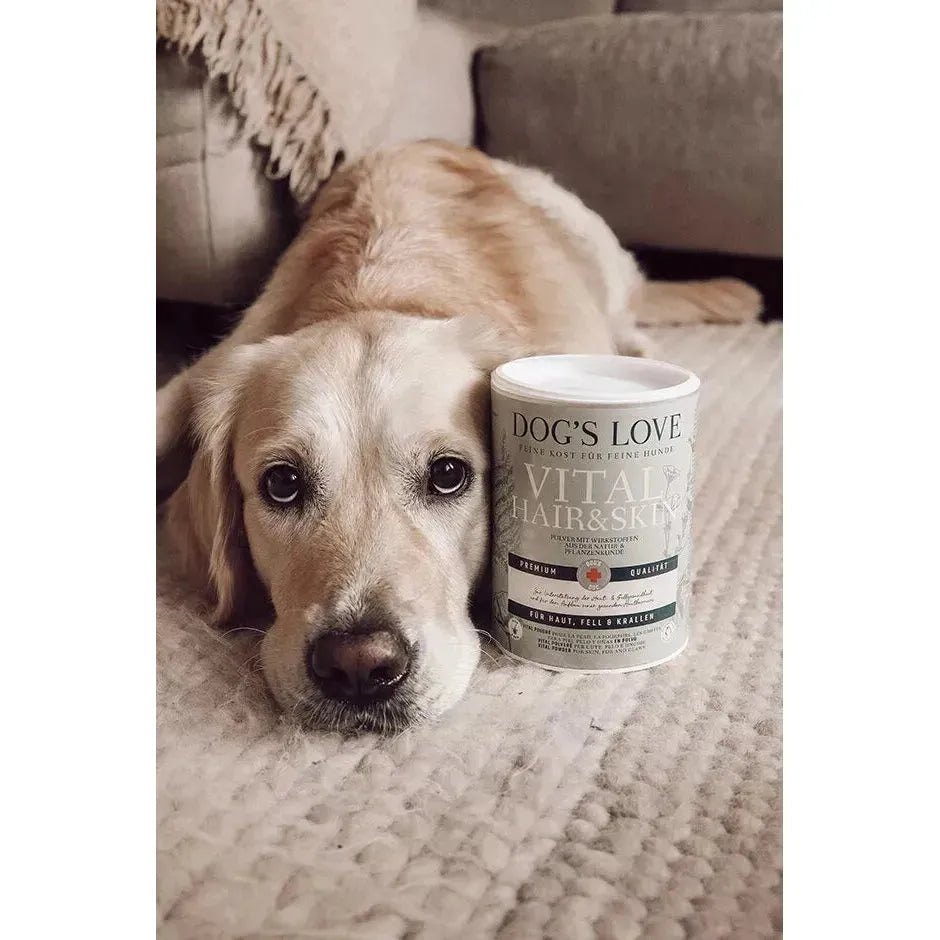 Vital+ Hair & Skin Hund - Pulver - Dog's Love - Marigin AG Onlineshop für Tierbedarf Vital+ Hair & Skin Hund - Pulver - 500 g Ergänzungsfuttermittel