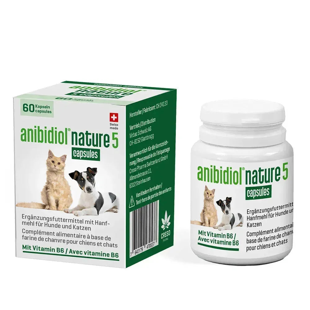 anibidiol nature 5 capsules - Creso Pharma - Marigin AG Onlineshop für Tierbedarf anibidiol nature 5 capsules - 60 Stück Ergänzungsfuttermittel