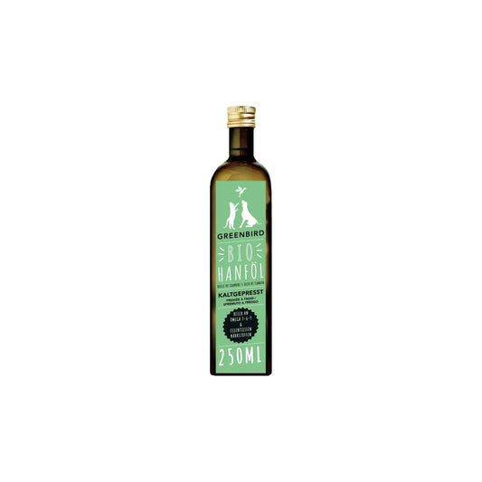 BIO-Hanföl - greenbird - Marigin AG Onlineshop für Tierbedarf BIO-Hanföl - 250ml Ergänzungsfuttermittel