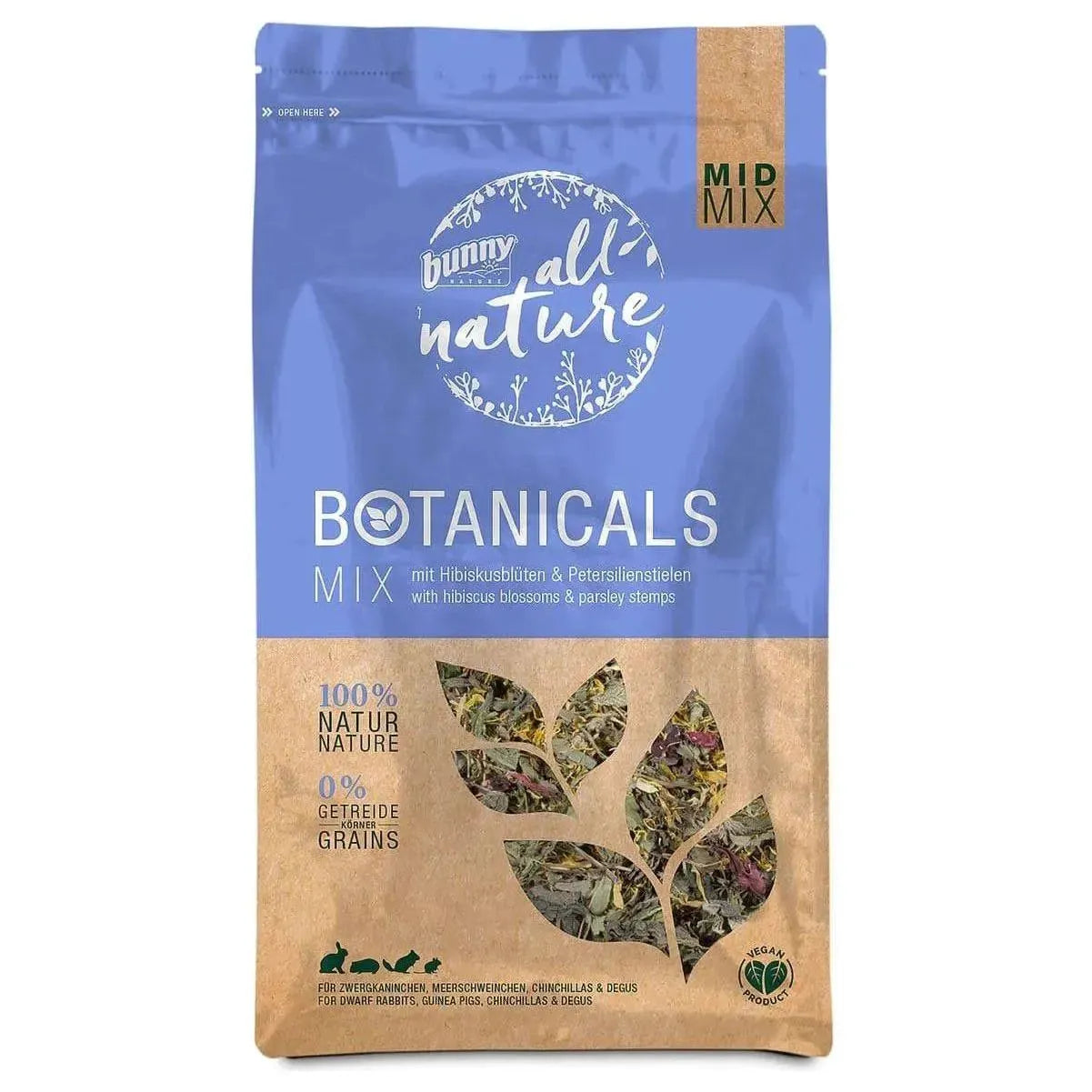 Botanicals Mix - bunnyNature - Marigin AG Onlineshop für Tierbedarf Botanicals Mix - Hibiskusblüten & Petersilienstiele 150g Futter Kaninchen