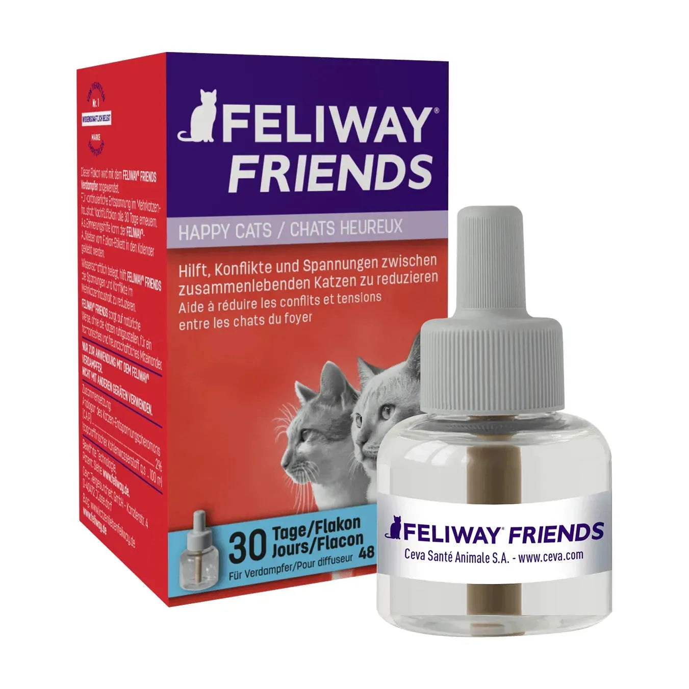 Feliway Friends - Nachfüllflakon - Ceva - Marigin AG Onlineshop für Tierbedarf Feliway Friends - Nachfüllflakon - 1 x 48ml Verhaltensprobleme/Stress