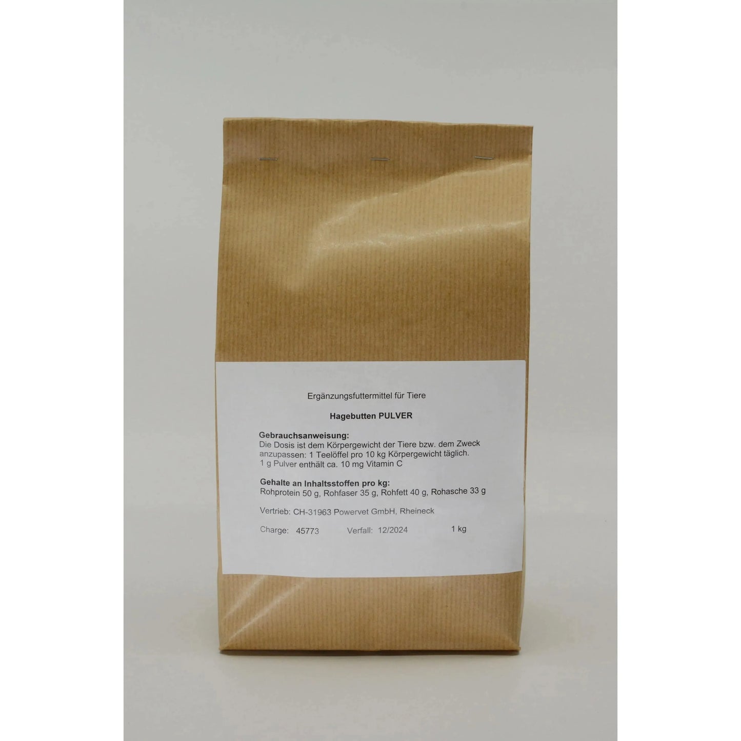 Hagebuttenpulver - Powervet - Marigin AG Onlineshop für Tierbedarf Hagebuttenpulver - 1kg Ergänzungsfuttermittel