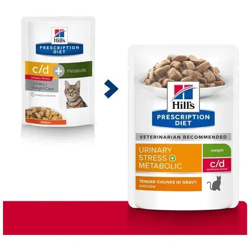 Hill's c/d Urinary Stress + Metabolic Katze - Beutel - Hill's Prescription Diet - Marigin AG Onlineshop für Tierbedarf Hill's c/d Urinary Stress + Metabolic Katze - Beutel - 12x85g Futter