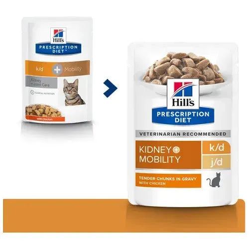 Hill's k/d + Mobility Katze - Beutel - Hill's Prescription Diet - Marigin AG Onlineshop für Tierbedarf Hill's k/d + Mobility Katze - Beutel - 12x85g Futter