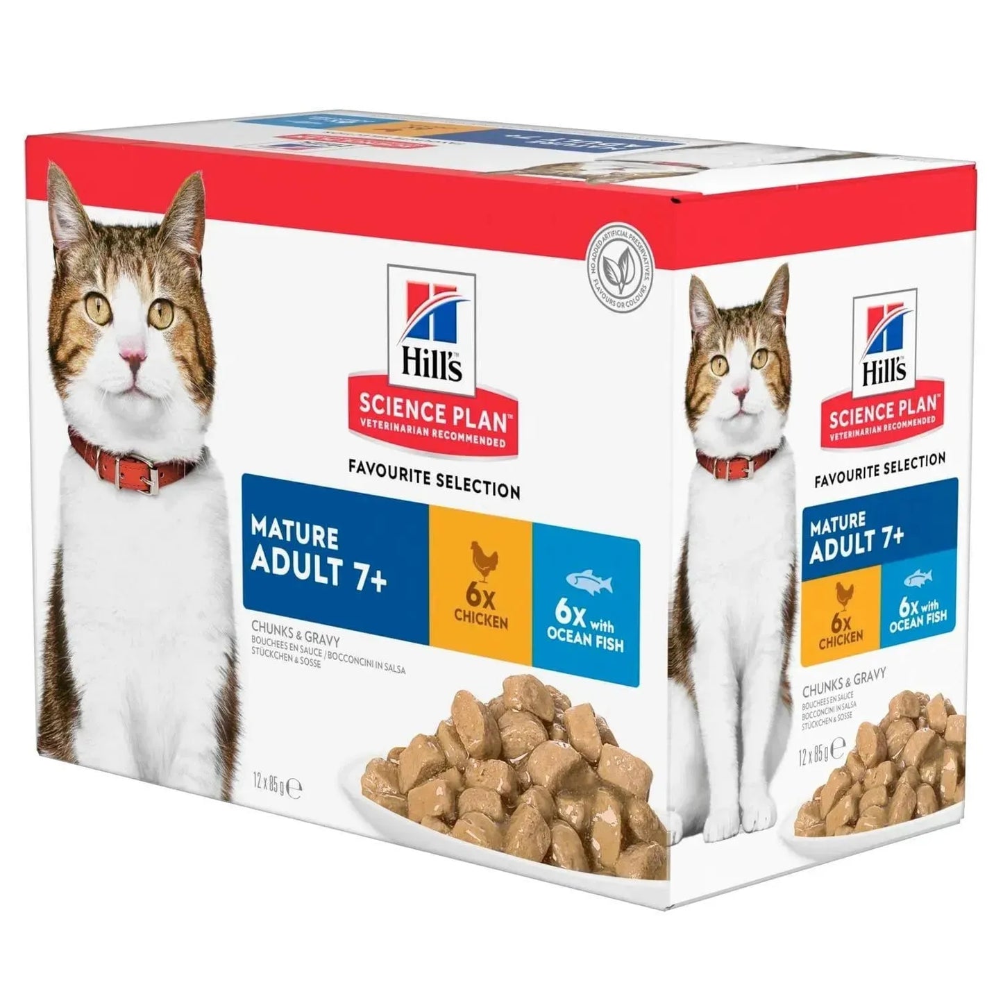 Hill's Mature Adult 7+ Katze - Beutel - Hill's Science Plan - Marigin AG Onlineshop für Tierbedarf Hill's Mature Adult 7+ Katze - Beutel - Mixed (6x Huhn/6x Fisch) 4 Karton Futter