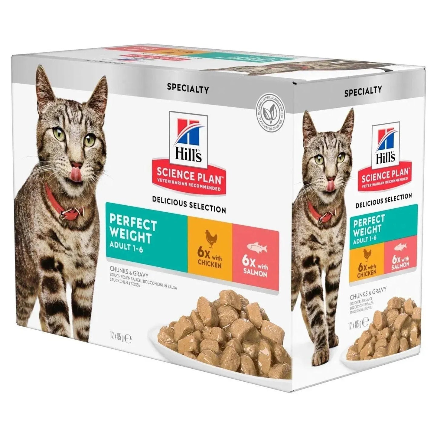 Hill's Perfect Weight Adult Katze - Beutel Mix (Huhn + Lachs) - Hill's Science Plan - Marigin AG Onlineshop für Tierbedarf Hill's Perfect Weight Adult Katze - Beutel Mix (Huhn + Lachs) - Huhn / Lachs / 4 x 12 x 85 g (je 6 x Lachs / 6 x Huhn) Futter