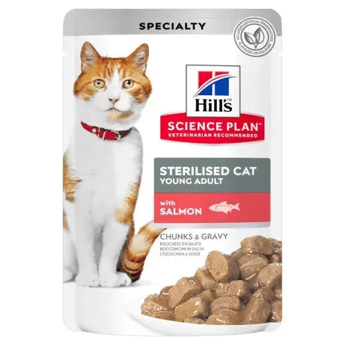 Hill's Sterilised Young Adult Katze - Beutel - Hill's Science Plan - Marigin AG Onlineshop für Tierbedarf Hill's Sterilised Young Adult Katze - Beutel - Lachs 1 Karton Futter
