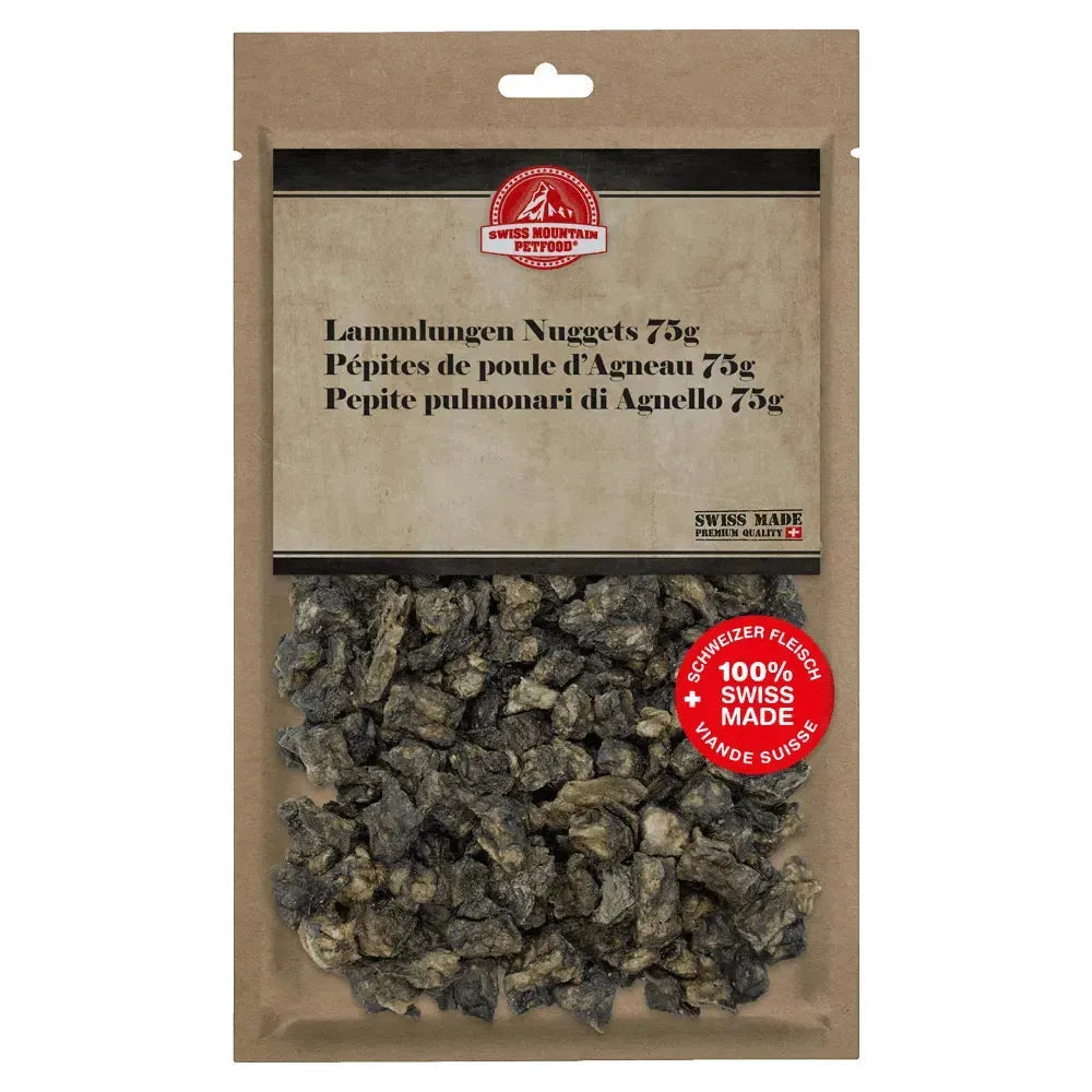 Lammlungen Nuggets - Hund - Swiss Mountain Petfood - Marigin AG Onlineshop für Tierbedarf Lammlungen Nuggets - Hund - 75g Kauartikel
