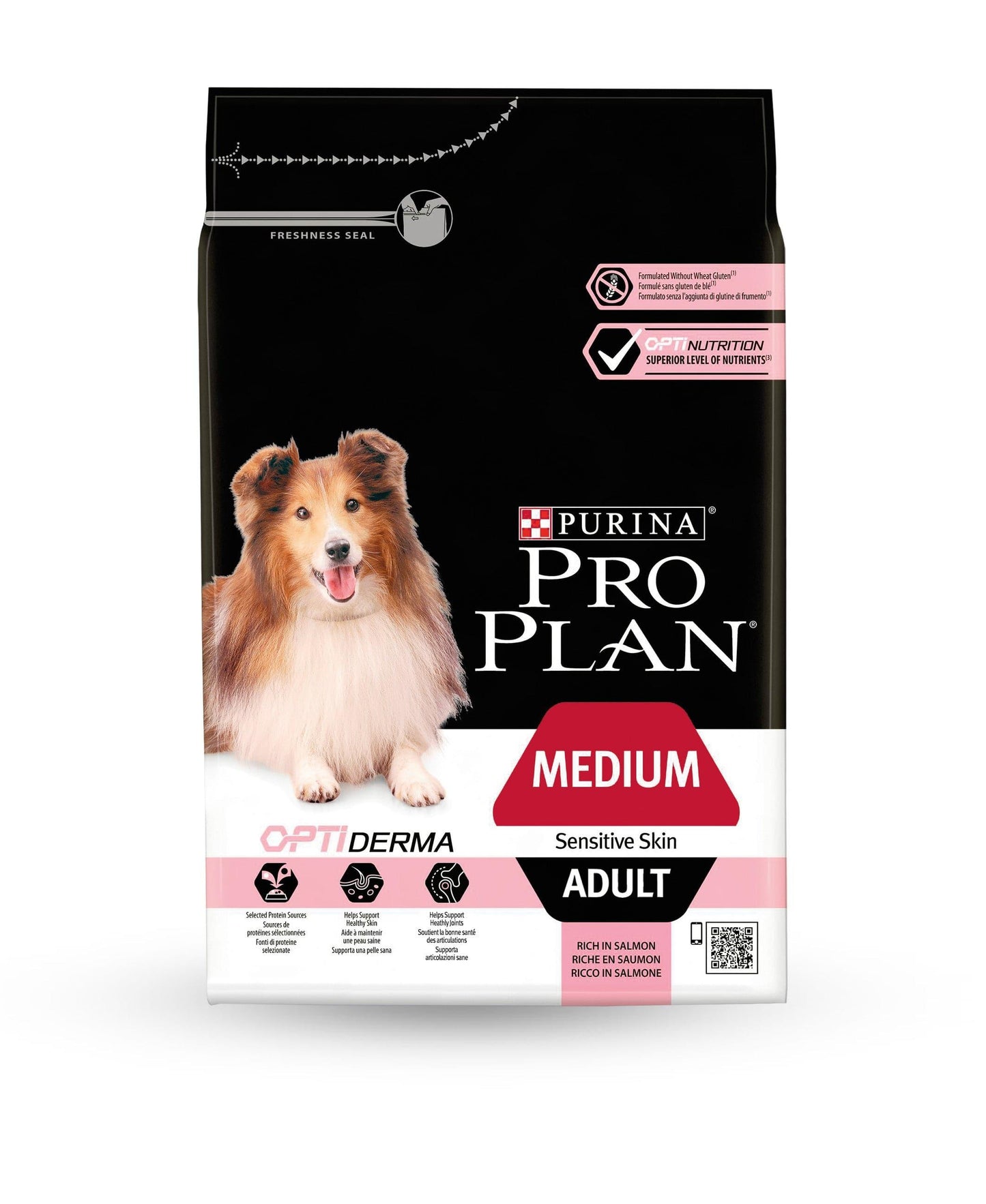 Medium Adult Sensitive Skin - Purina ProPlan - Alter:Adult, Extras:empfindliche Haut, Futterart:Trocken, Geschmack:Lachs, Grösse:11-25kg, Kastriert:ja, Kastriert:nein, Tierart:Hund - Marigin AG Onlineshop für Tierbedarf