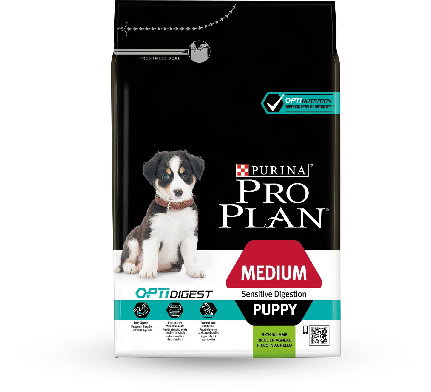 Medium Puppy Sensitive Digestion - Purina ProPlan - Alter:Welpen, Extras:empfindliche Verdauung, Futterart:Trocken, Grösse:11-25kg, Kastriert:nein, Tierart:Hund - Marigin AG Onlineshop für Tierbedarf