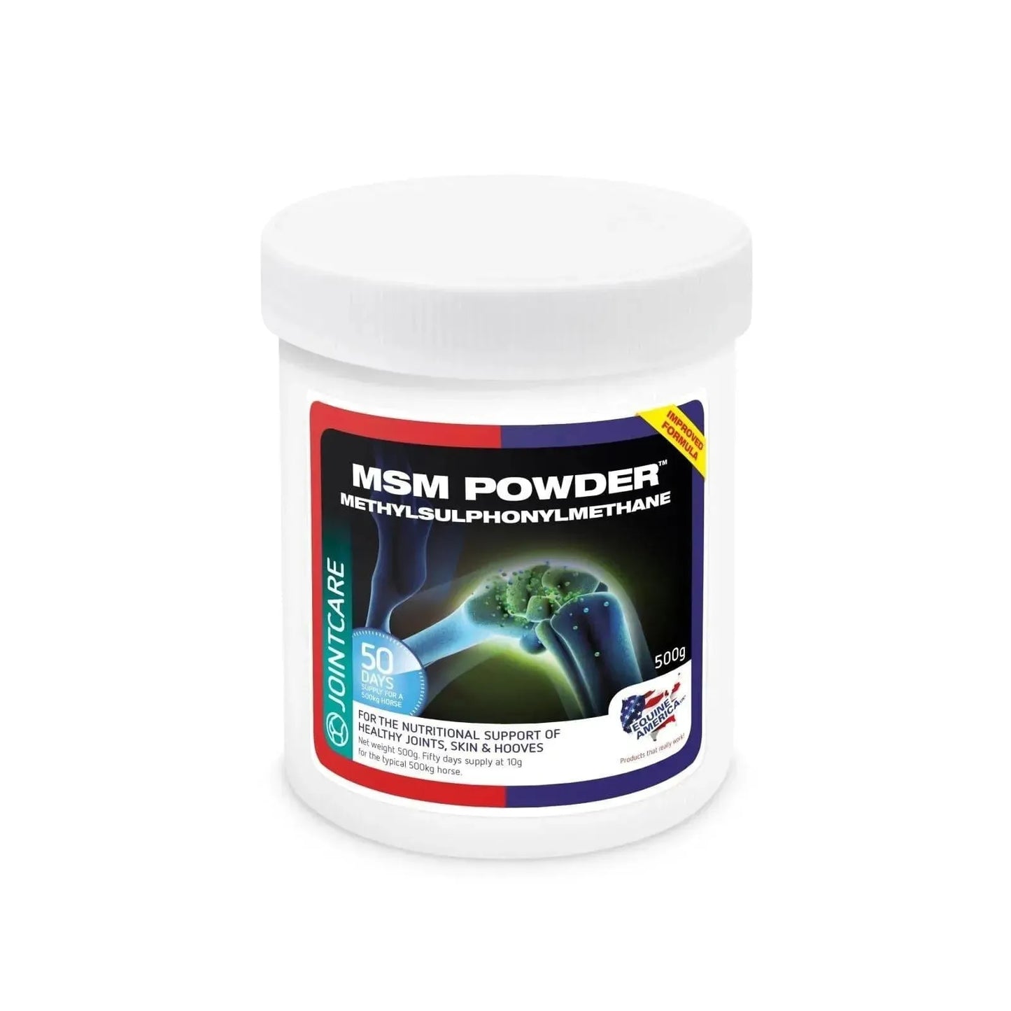 MSM Powder - Pferd - Equine America - Marigin AG Onlineshop für Tierbedarf MSM Powder - Pferd - 500g Ergänzungsfuttermittel
