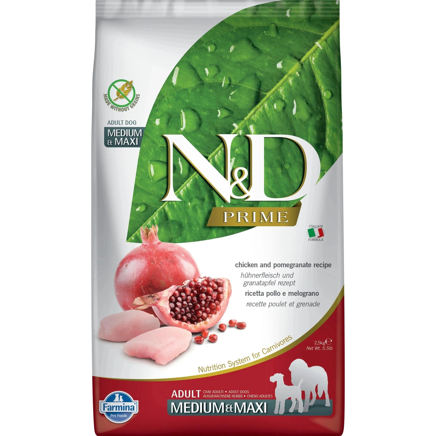 N&D Prime Hund Adult Medium/Maxi - Farmina - Marigin AG Onlineshop für Tierbedarf N&D Prime Hund Adult Medium/Maxi - 2.5kg / Huhn & Granatapfel Futter