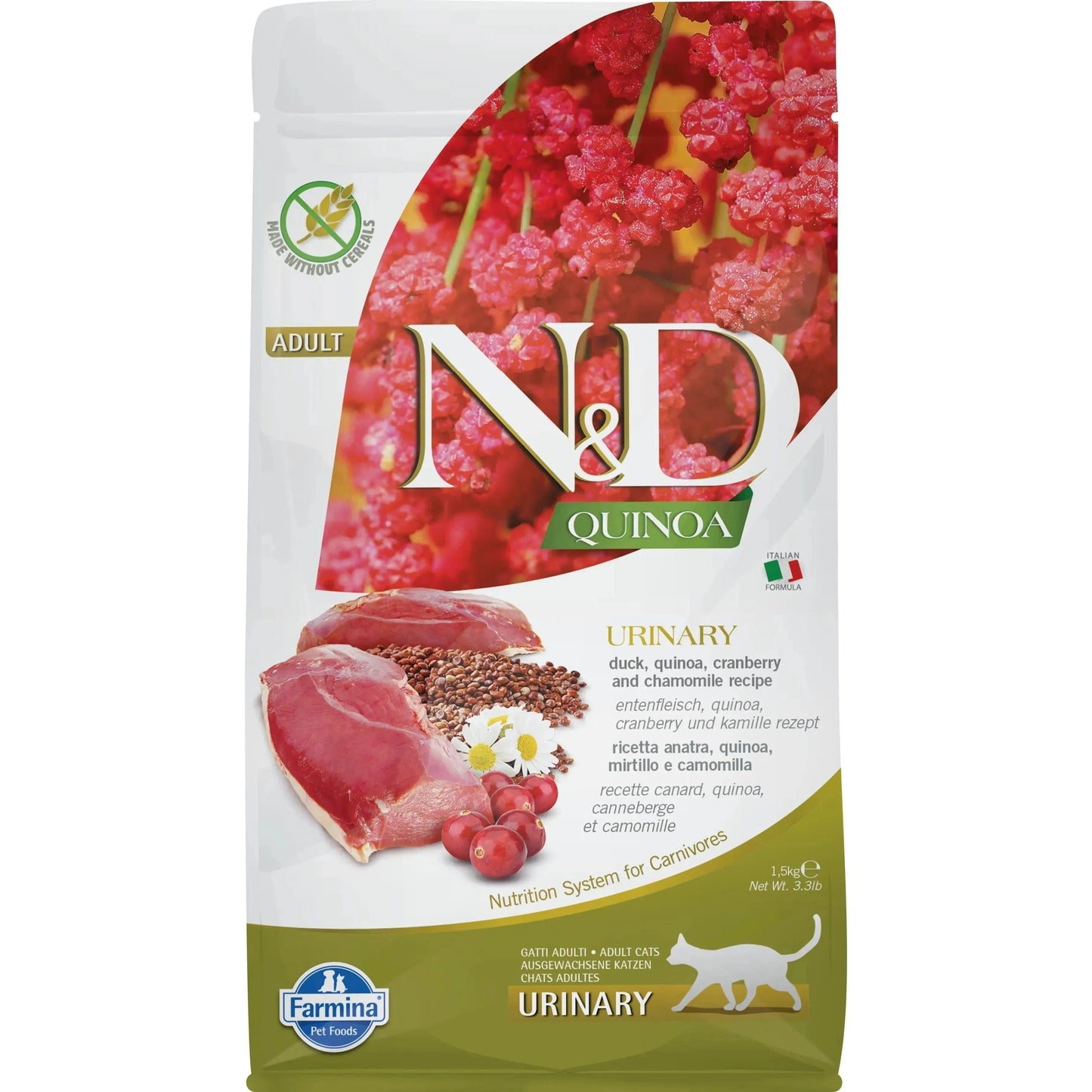 N&D Quinoa Katze Adult - Farmina - Marigin AG Onlineshop für Tierbedarf N&D Quinoa Katze Adult - 1.5kg / Urinary - Ente & Preiselbeere Futter