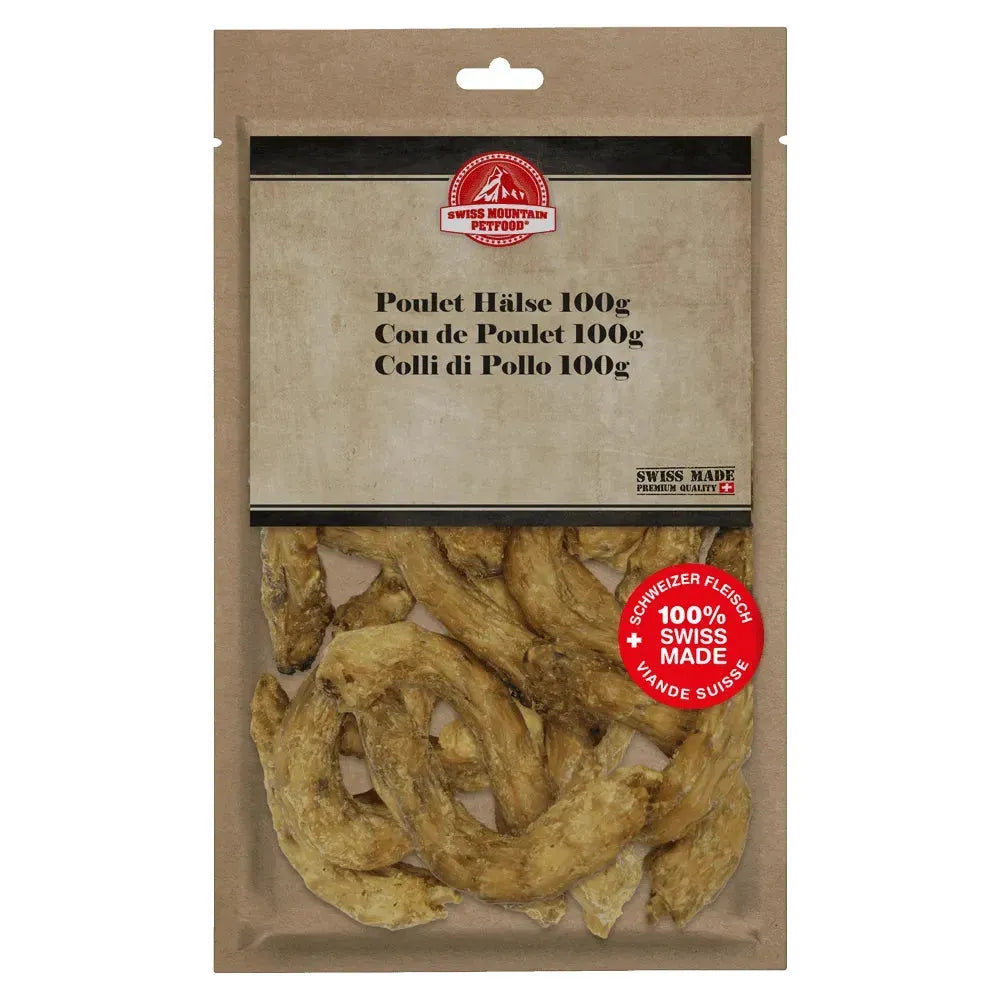 Poulet Hälse - Hund - Swiss Mountain Petfood - Marigin AG Onlineshop für Tierbedarf Poulet Hälse - Hund - 1 x 100g Kauartikel