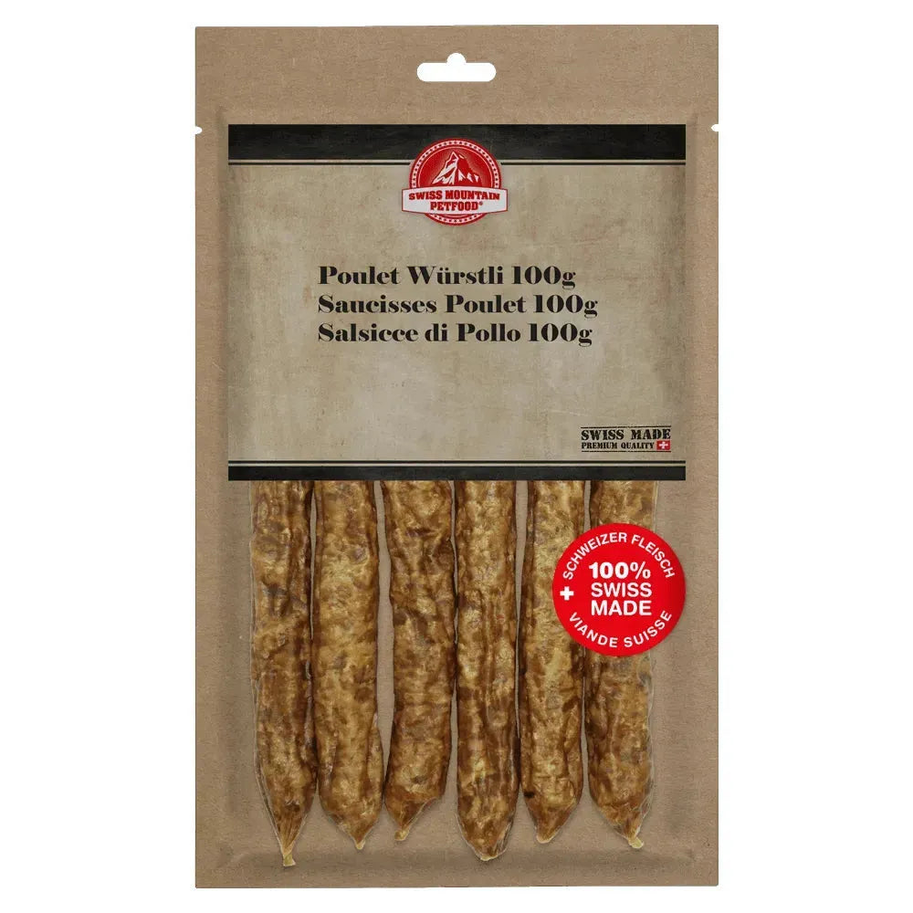 Poulet Würstli - Hund - Swiss Mountain Petfood - Marigin AG Onlineshop für Tierbedarf Poulet Würstli - Hund - 1 x 100g Kauartikel