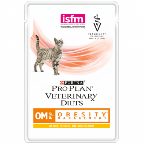 Purina OM Katze Obesitiy Management Beutel - Purina Veterinary Diets - Alter:Adult, Alter:Senior, Erkrankung:Bauchspeicheldrüse, Erkrankung:Diabetes, Erkrankung:Magen-Darm, Erkrankung:Übergewicht, Futterart:Nass, Geschmack:Huhn, Tierart:Katze - Marigin AG Onlineshop für Tierbedarf