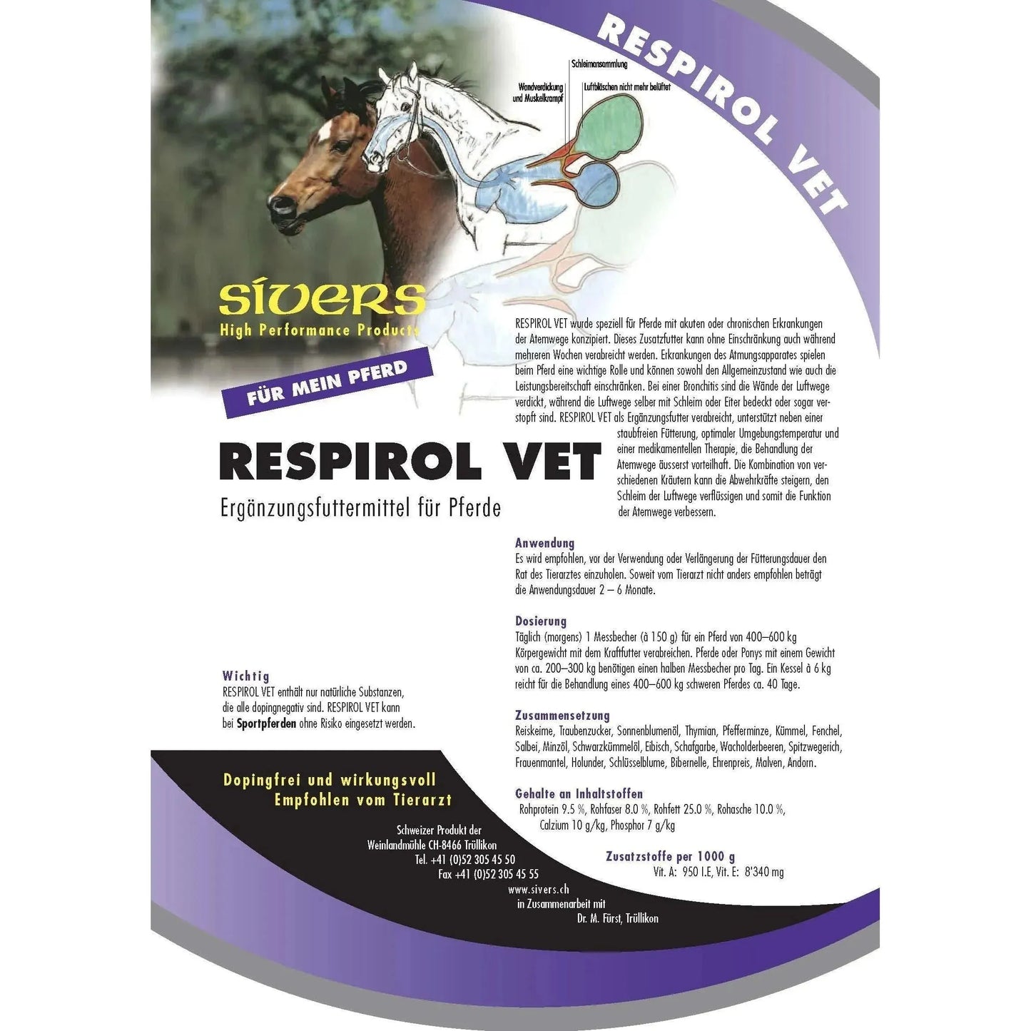 Respirol Vet - Sivers - Marigin AG Onlineshop für Tierbedarf Respirol Vet - Default Title Ergänzungsfuttermittel